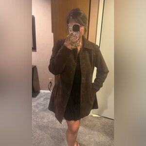 Brown Suede Women’s 3/4 Length Suede Coat | Finest Quality Coat